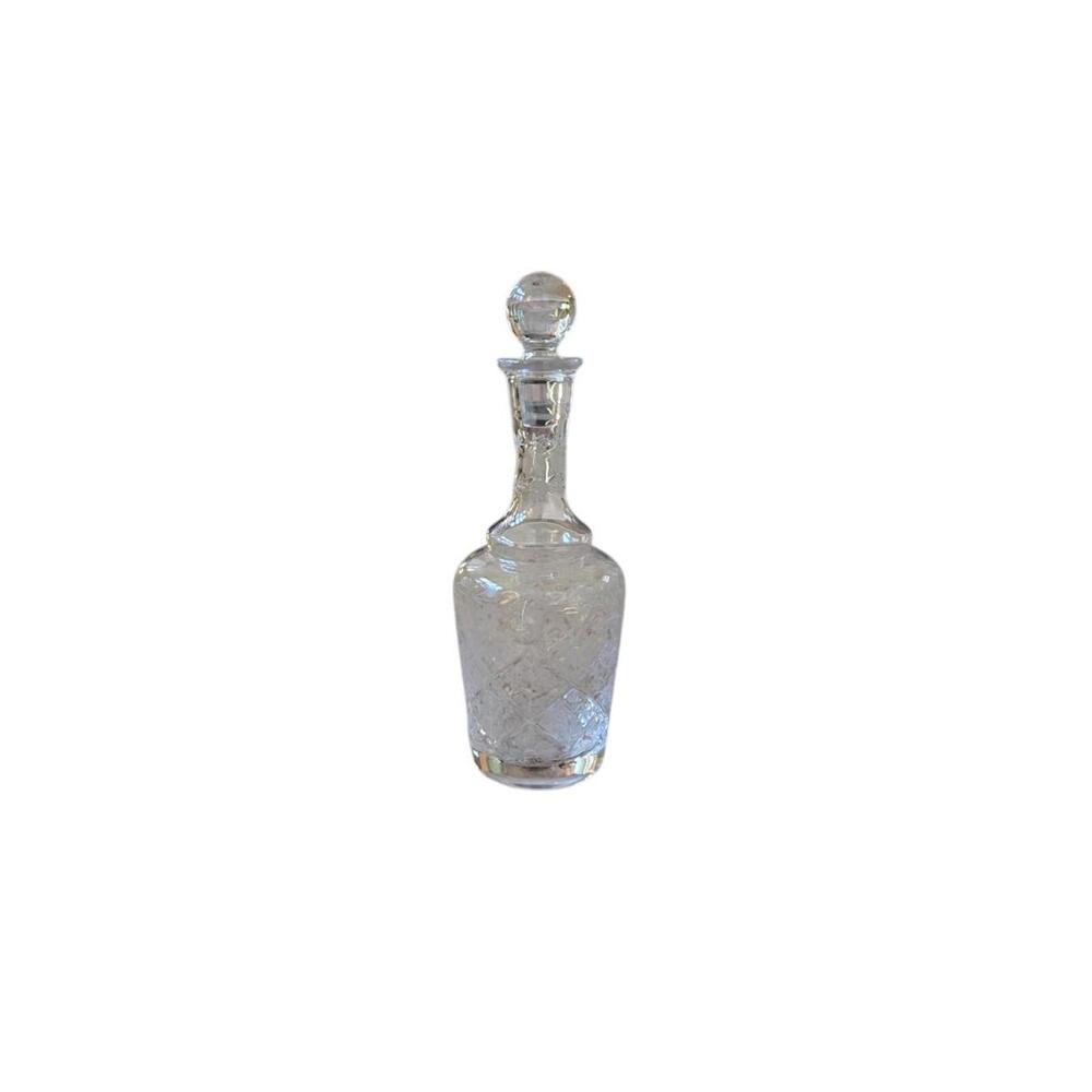 Vintage Etched Crystal Cordial Decanter with Stopper, Clear 8"